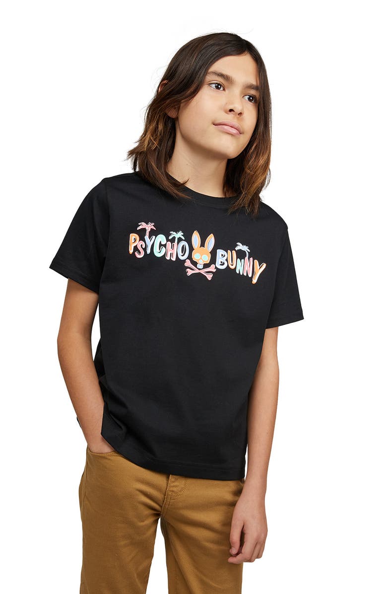 Psycho Bunny Kids' Jackson Hand Drawn Cotton Graphic Tee, Alternate, color, 
