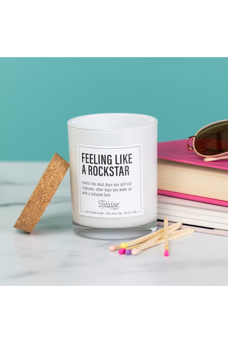 Feeling Like a Rockstar Soy Candle Wax White 7.76 oz Burn Time 40, Alternate, color, White