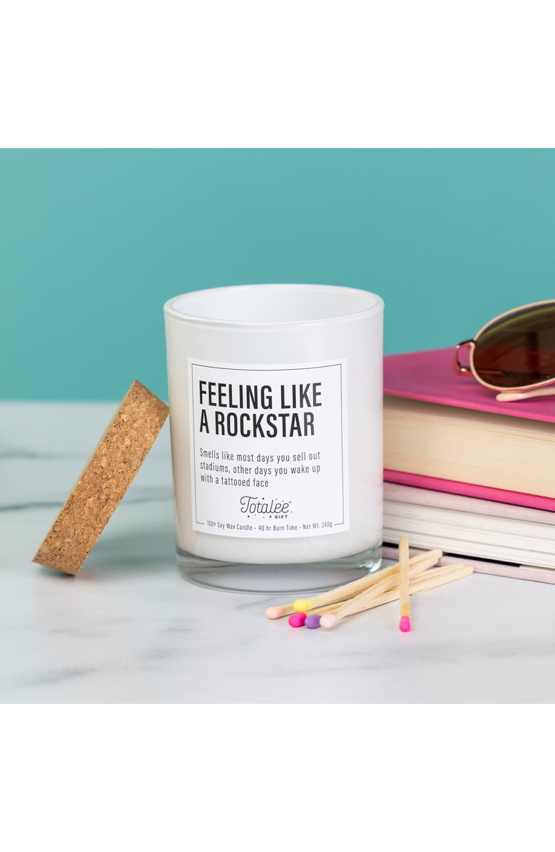 Totalee Gift Feeling Like a Rockstar Soy Candle Wax White 7.76 oz Burn Time 40, Alternate, color, White