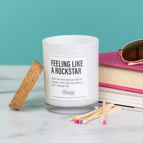 Totalee Gift Feeling Like A Rockstar Soy Candle Wax White 7.76 oz Burn Time 40 In Transparent