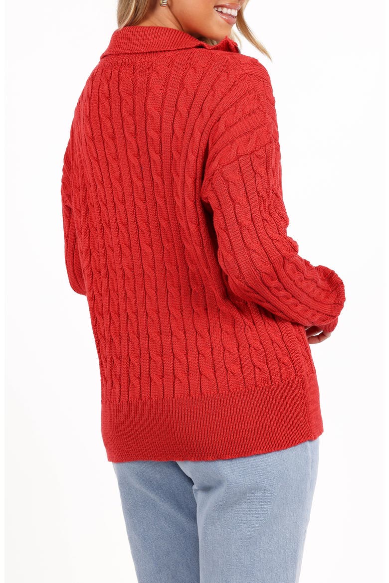 Frida Cable Knit Half Zip Sweater, Alternate, color, RED