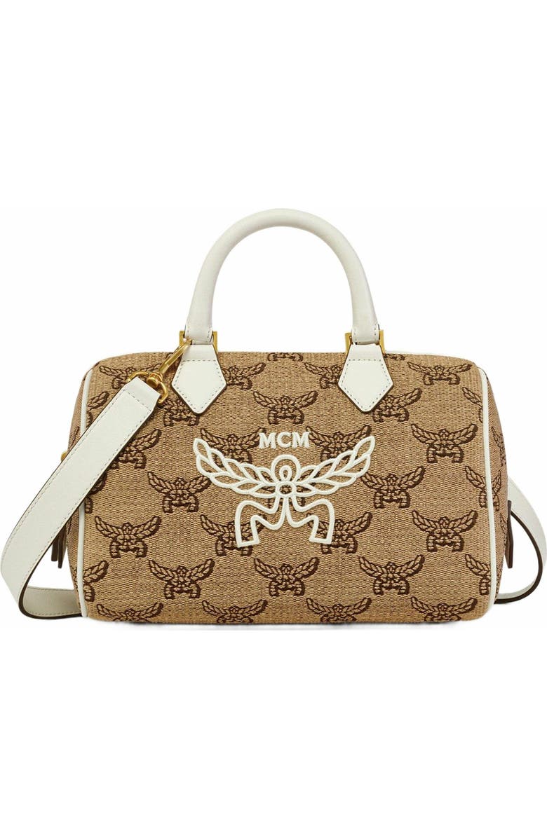 MCM Ella Boston Bag in Lauretos Raffia Jacquard, Main, color,