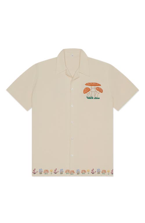 MAVRANS Embroidered Organic Cotton Camp Shirt in White Multi 