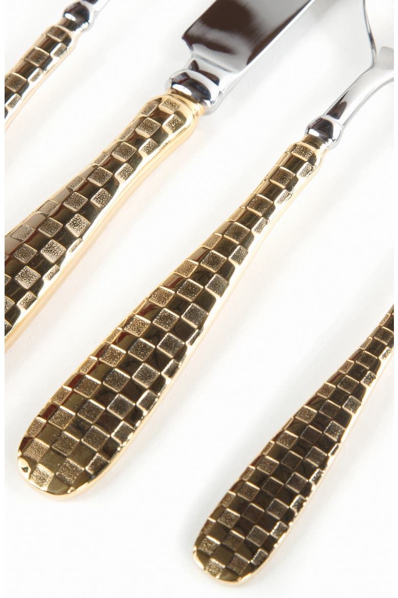 Golden Check 5-Piece Flatware, Alternate, color, GOLD