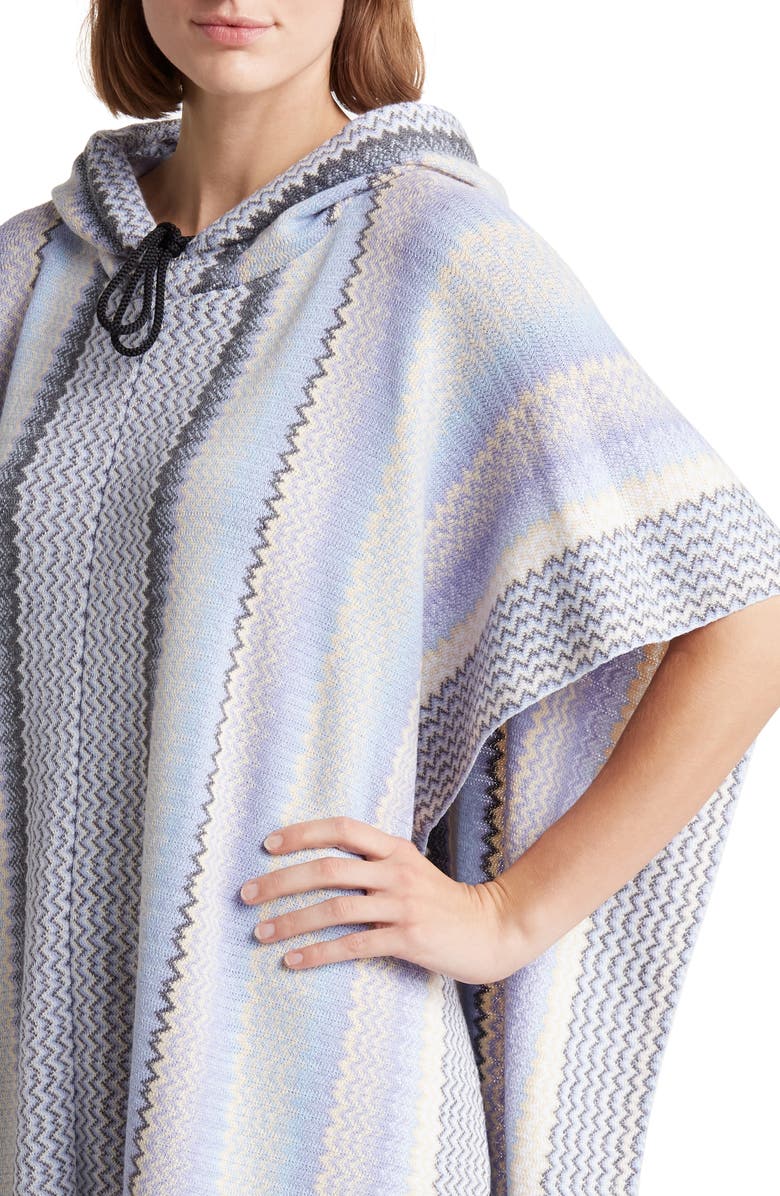 Missoni Stripe Wool Blend Hooded Poncho, Alternate, color,