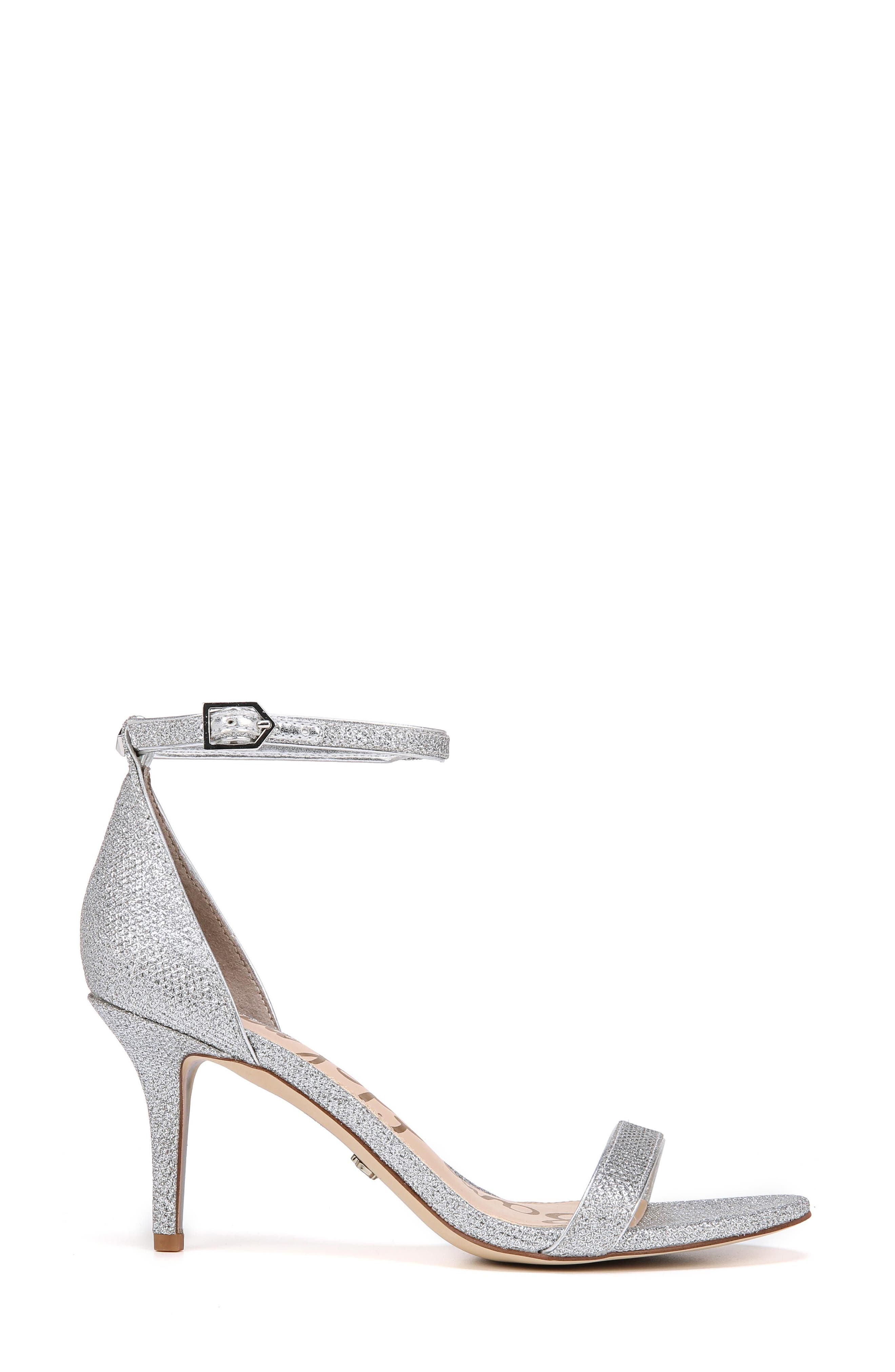 'Patti' Ankle Strap Sandal, Alternate, color, SOFT SILVER FABRIC