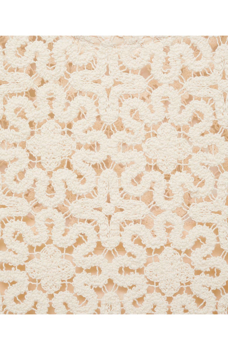 MANGO Floral Open Stitch Sleeveless Dress, Alternate, color, Ecru