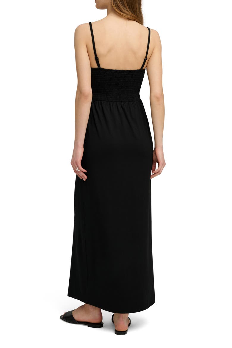 The Apartment Smocked Sleeveless Maxi Dress, Alternate, color, BLACK