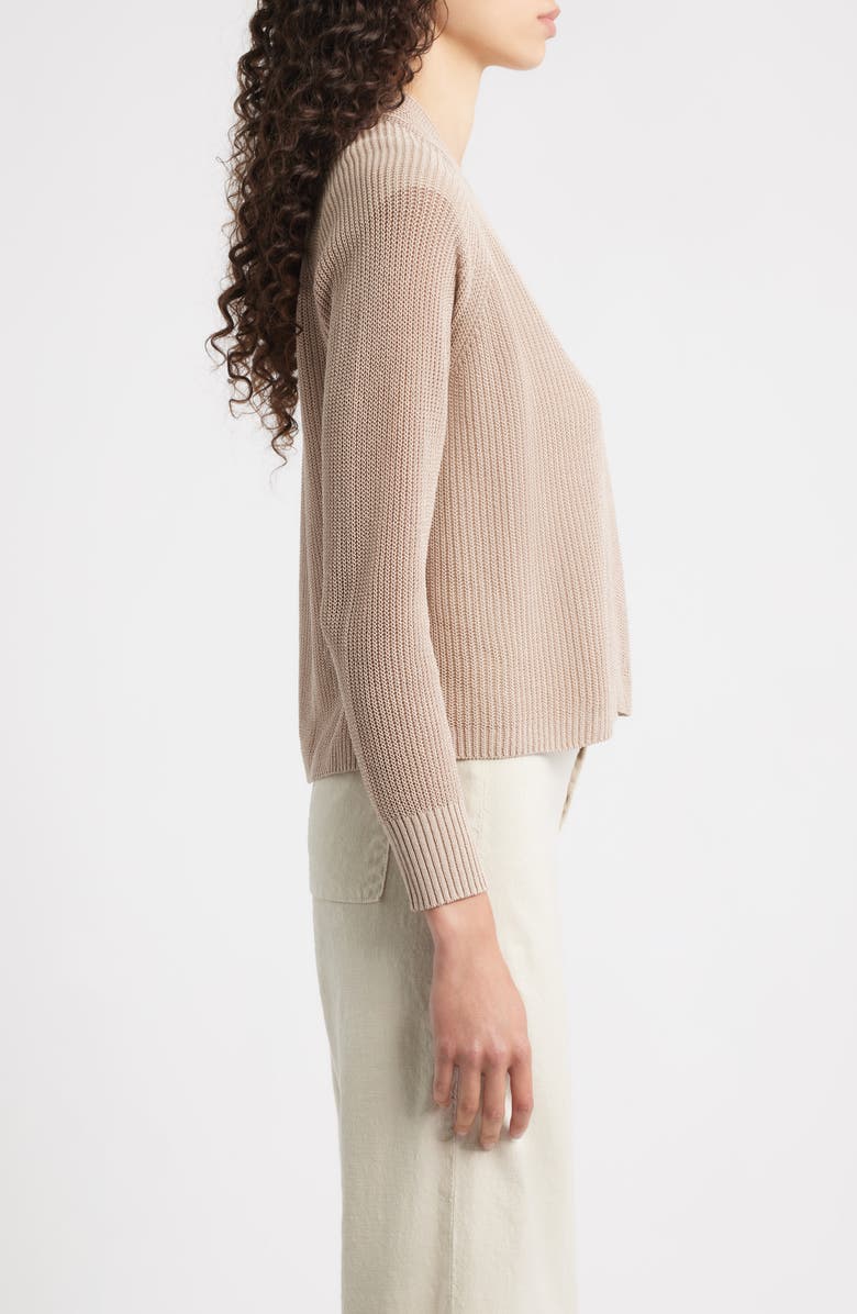 Eileen Fisher Organic Cotton & Silk Rib Cardigan, Alternate, color, Wheat