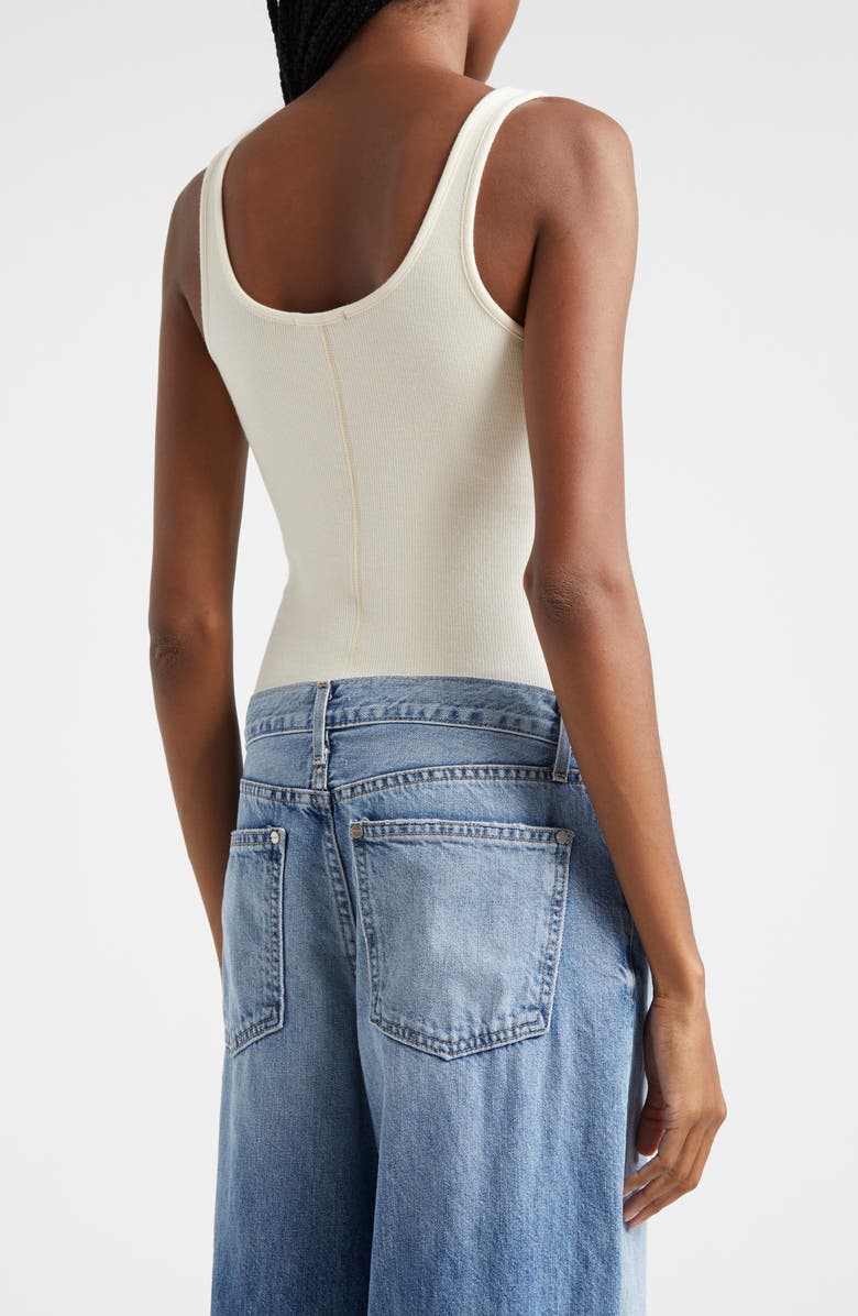 ATM Anthony Thomas Melillo Rib Square Neck Bodysuit, Alternate, color, Irish Cream