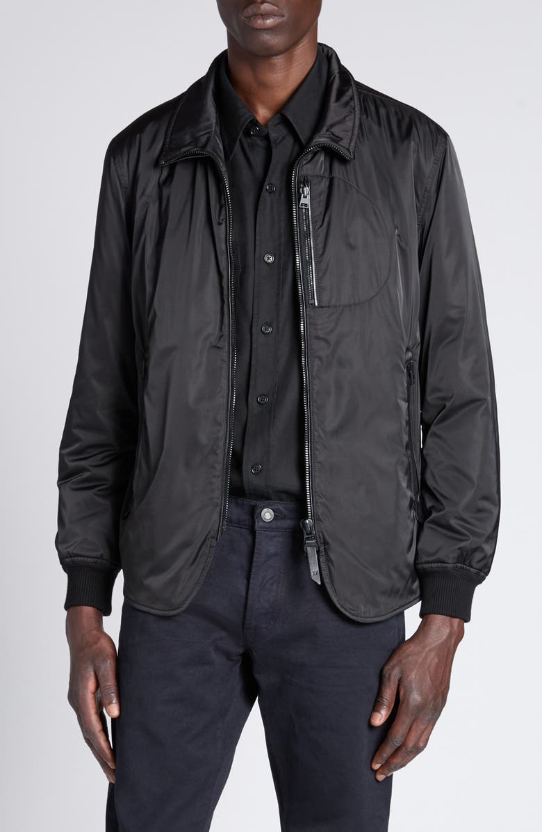 TOM FORD Microfiber Techno Satin Jacket, Main, color, Lb999 Black