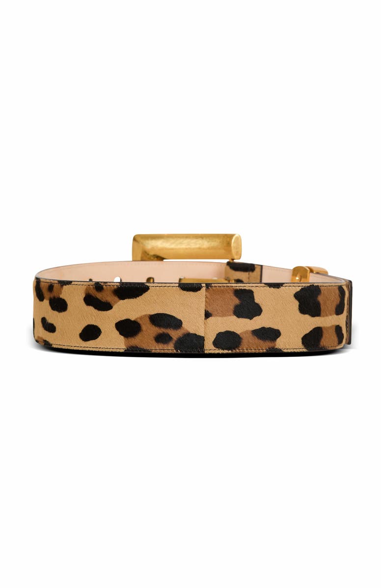 Balmain Anthem Leopard Print Leather Belt, Alternate, color, 
