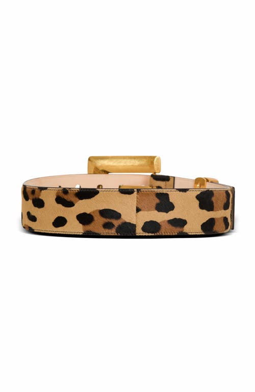 Balmain Anthem Leopard Print Leather Belt In Sand