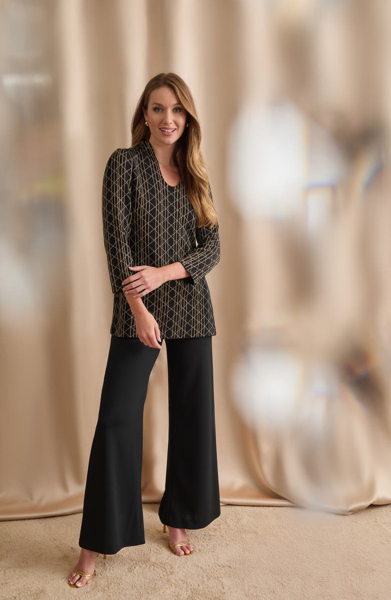 Ming Wang Art Deco Metallic Tunic, Alternate, color, Black/ Gold