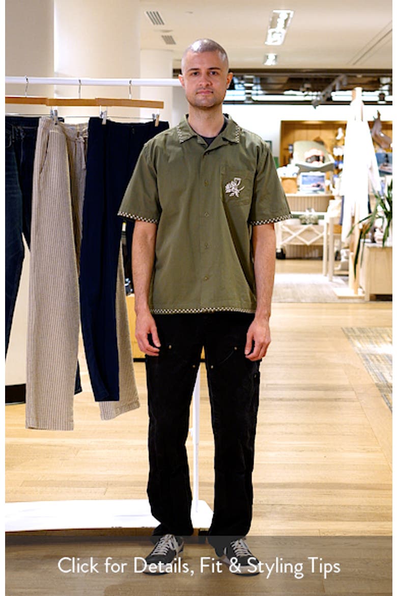 Border Embroidered Short Sleeve Button-Up Shirt video