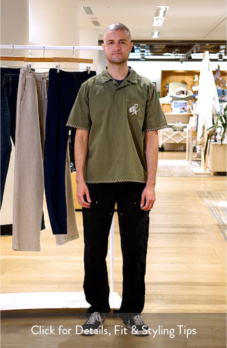 Border Embroidered Short Sleeve Button-Up Shirt, sales video thumbnail