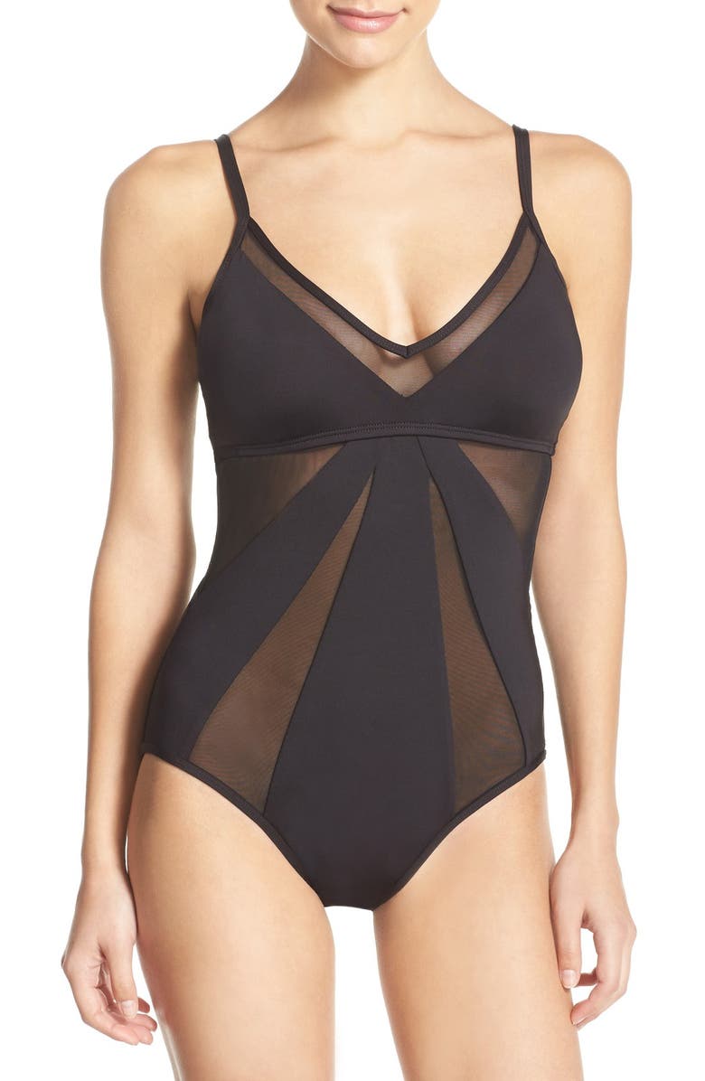 Kenneth Cole New York 'Sheer Satisfaction' One-Piece Swimsuit, Main, color, 