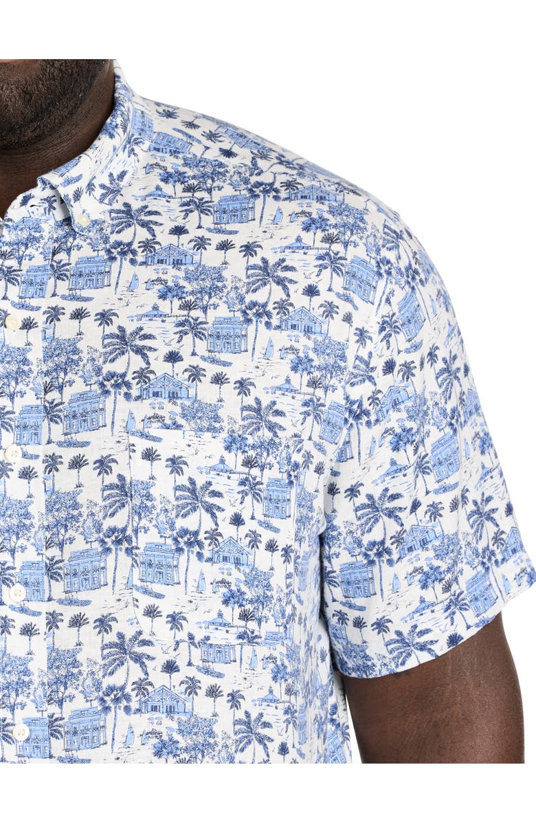 vineyard vines Big & Tall Gasparilla Icons Linen-Blend Sport Shirt, Alternate, color, Nautical Navy