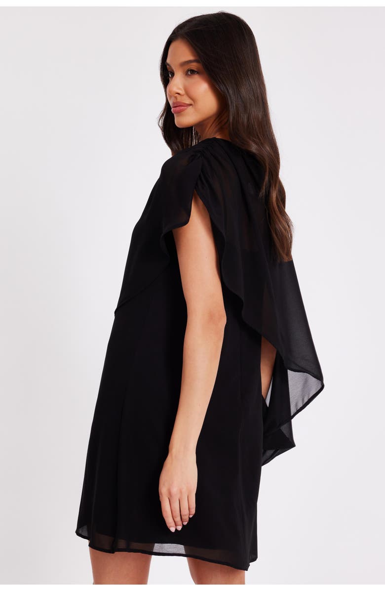 QUIZ Chiffon Two-in-One Mini Dress, Alternate, color, Black