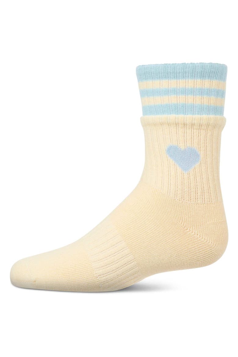 Sport Rib Heart Crew Socks, Main, color, Winter White