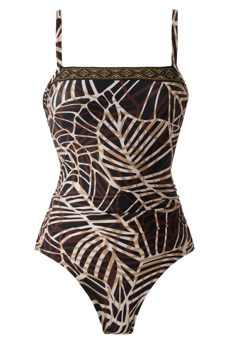 Lets Be Fronds Kara Underwire One-Piece Swimsuit, Alternate, color, BLACK/ MULTI