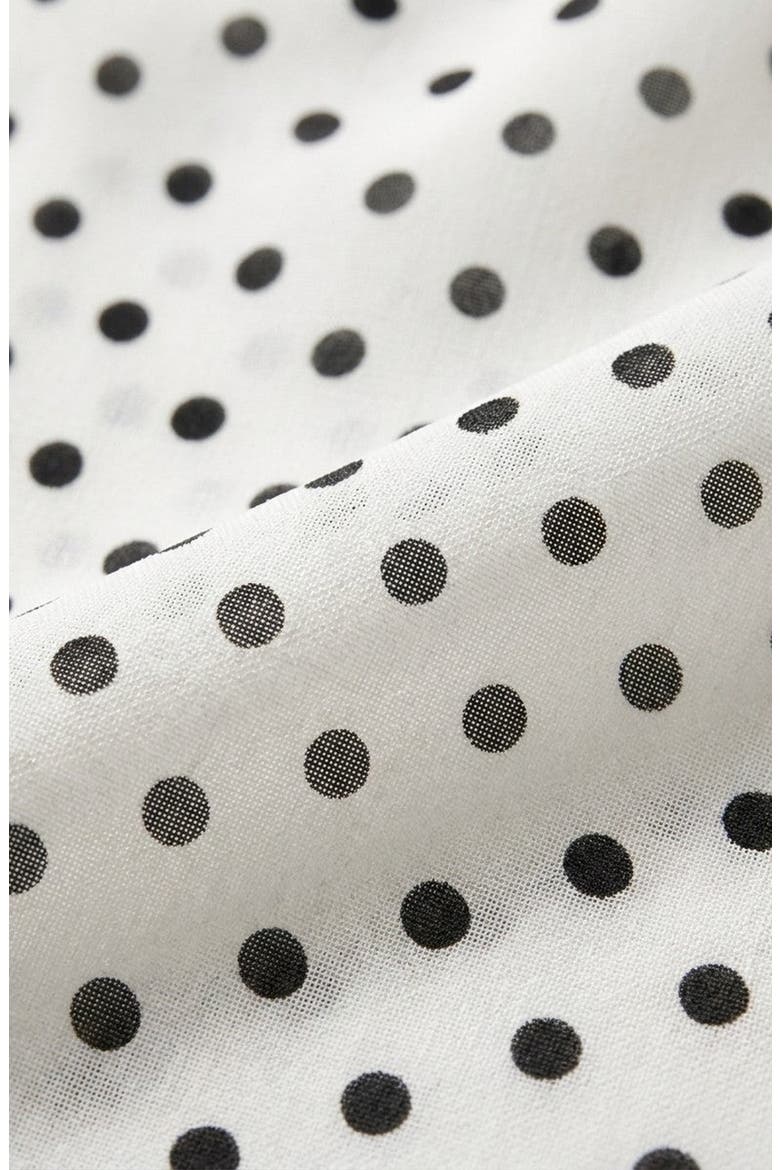 Sleeveless Polka Dot Drape Neck Waist Tie Blouse, Alternate, color, White