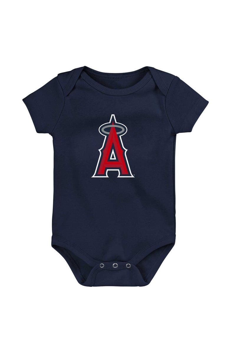 Outerstuff Newborn & Infant Navy/White/Heather Gray Los Angeles Angels Biggest Little Fan 3-Pack Bodysuit Set, Alternate, color, 
