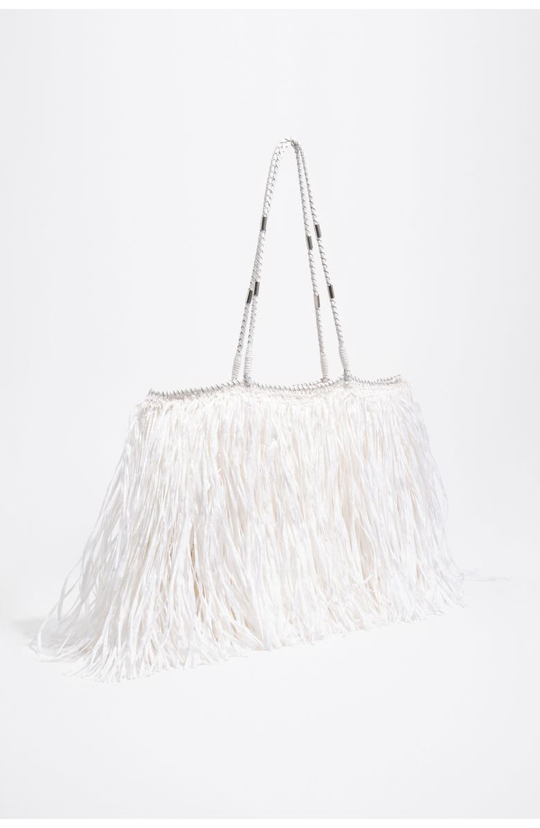 Bimba y Lola Large Raffia-Effect Shopper Bag, Main, color, White