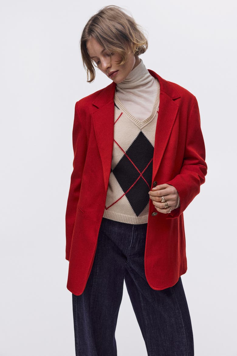 Single-breasted Blazer, Alternate, color, Red