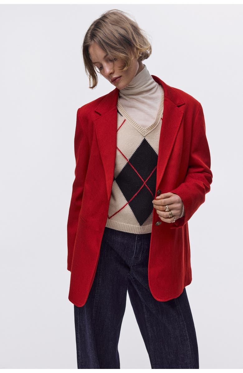 H&M Single-breasted Blazer, Alternate, color, Red