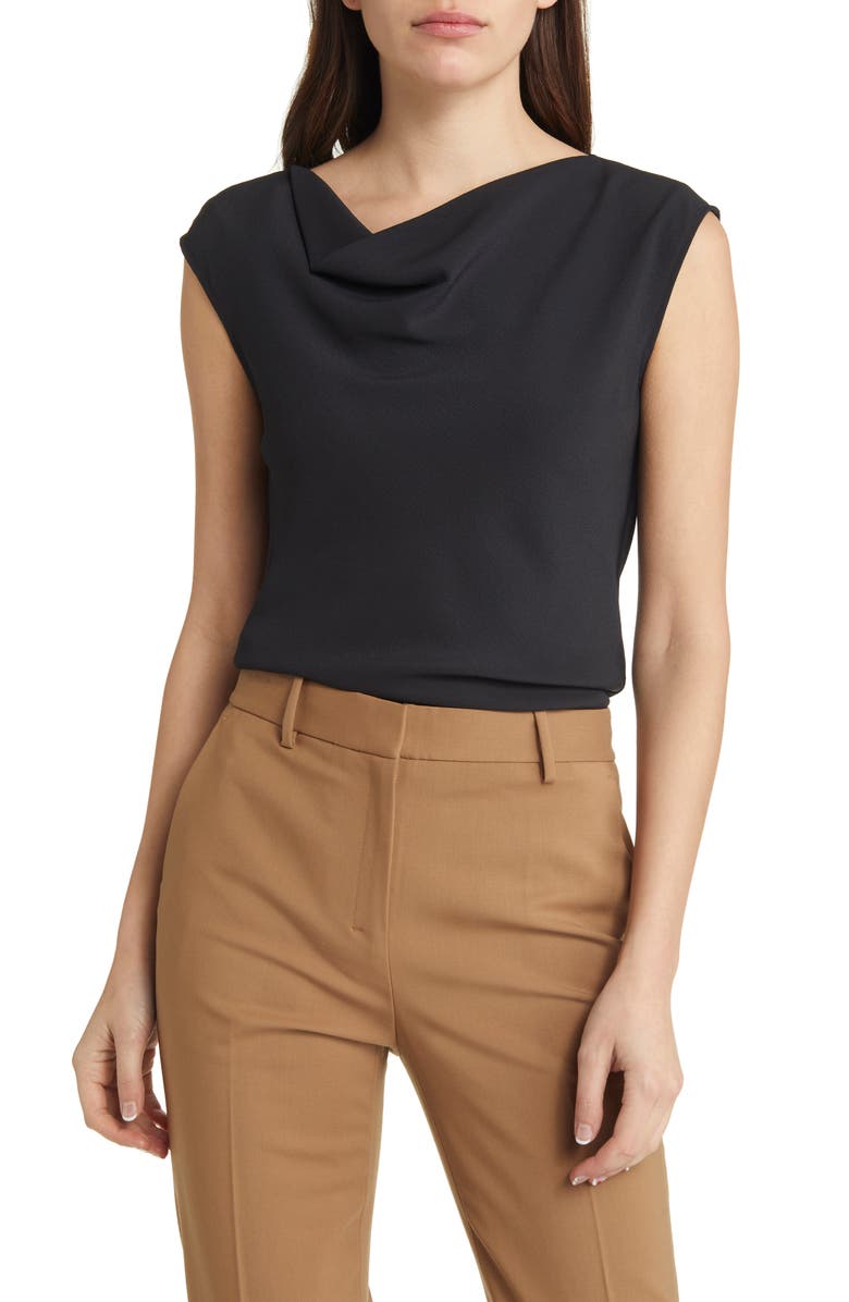 M.M.LaFleur The Nora Eco Soft Wave Crepe Top, Main, color, Black
