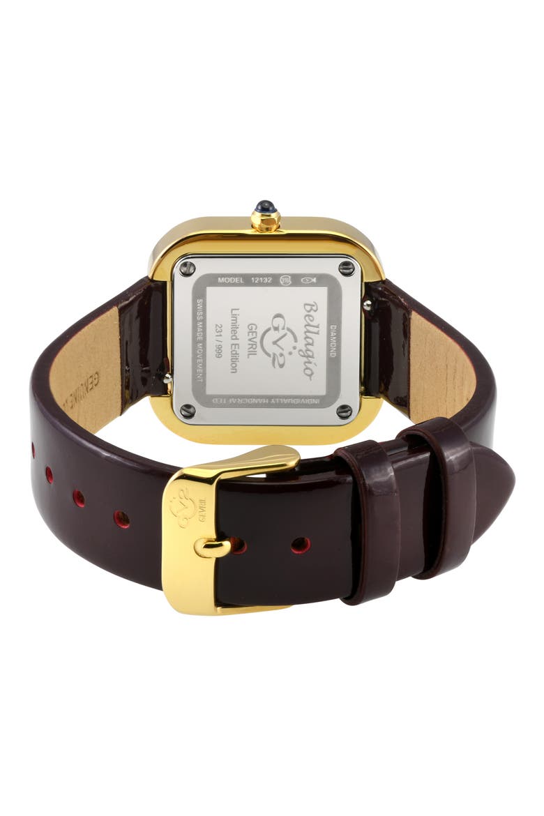 Bellagio Diamond Swiss Bracelet Watch, 30mm, Alternate, color, BURGUNDY