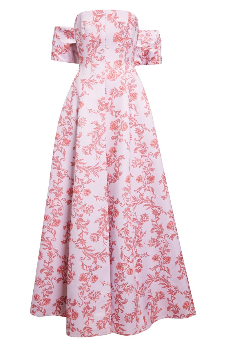 Emilia Wickstead Auclair Off the Shoulder Damask Taffeta Faille Gown, Alternate, color, Damask Floral Pink