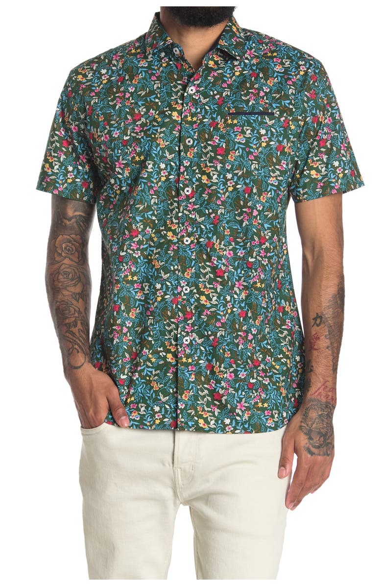 IMPATIENT WOLVES Green Fior Floral Button Down Shirt, Main, color, 