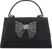LADY COUTURE Leslie Crystal Bow Satin Clutch