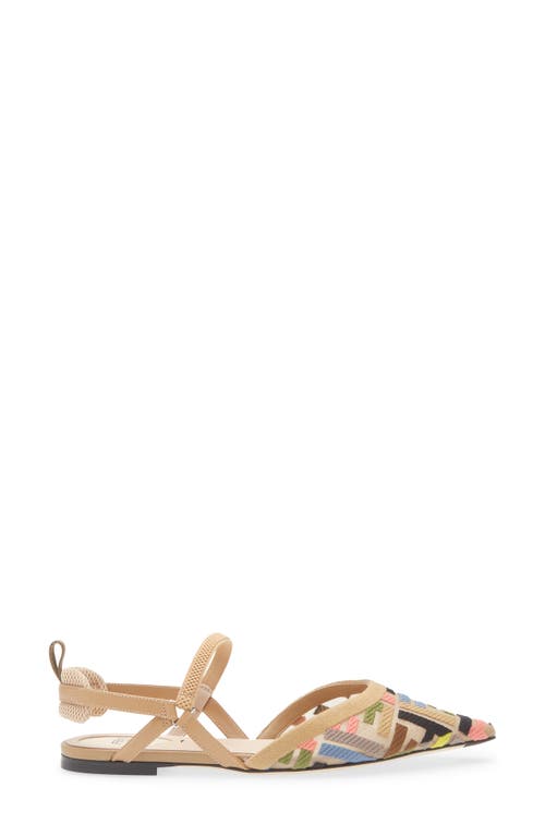 Shop Fendi Colibrì Lite Pointed Toe Slingback Flat In Nude Multi