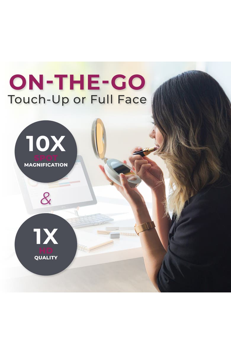 Lighted Travel Mirror with Magnification & Folding-to-Compact