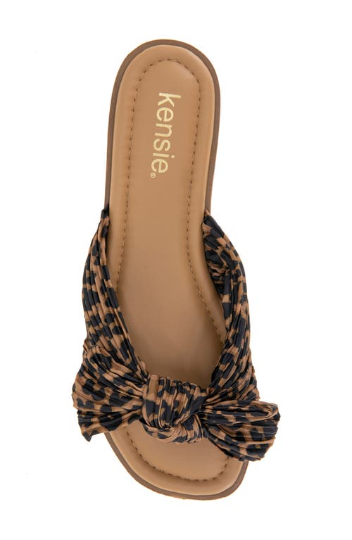 Kensie Renata Bow Slide Sandal In Tan Leopard