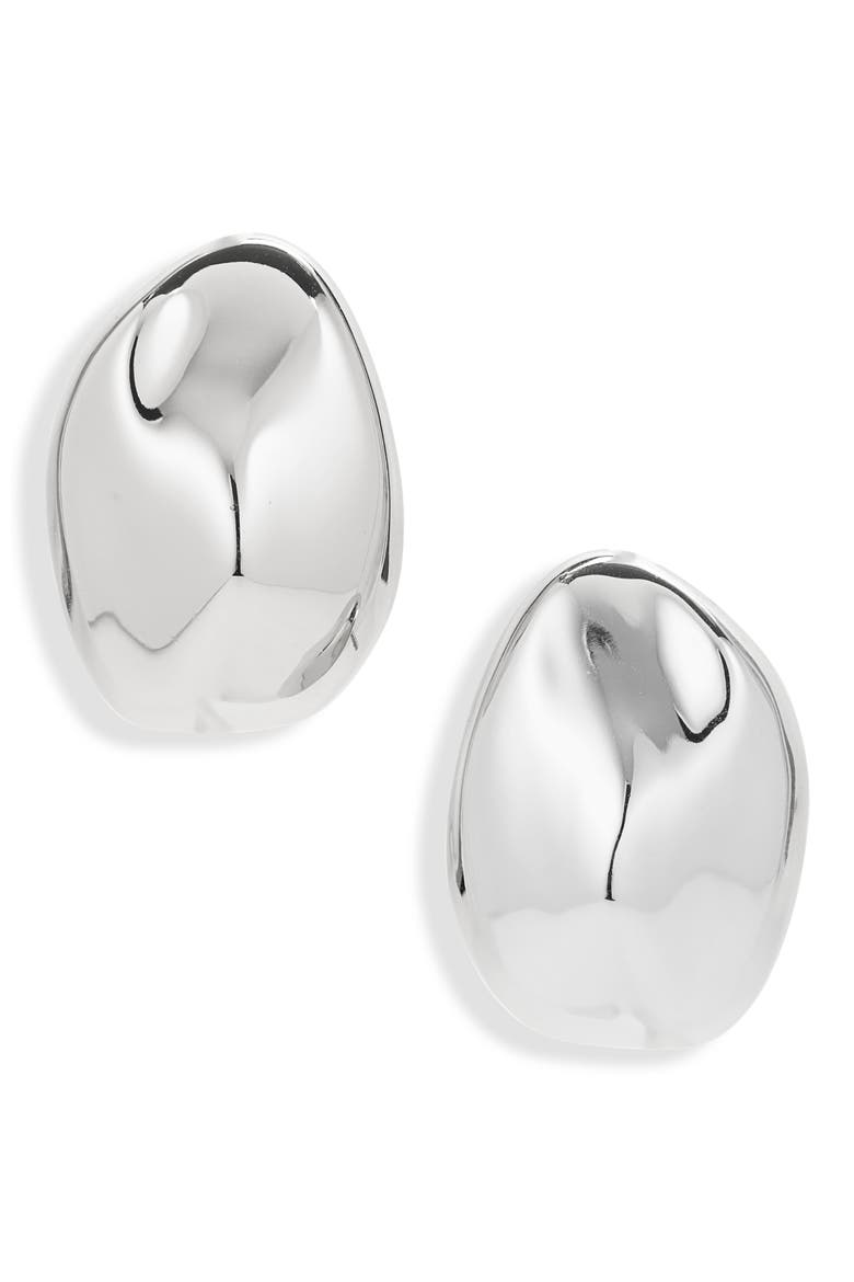 Organic Droplet Statement Stud Earrings, Main, color, WARM SILVER