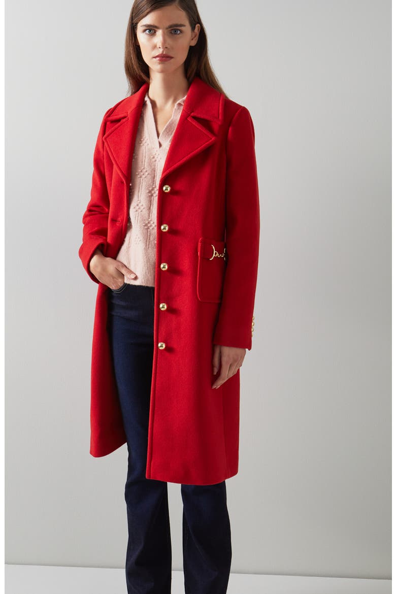 Spencer Recycled Wool Blend Coat, Alternate, color, RED