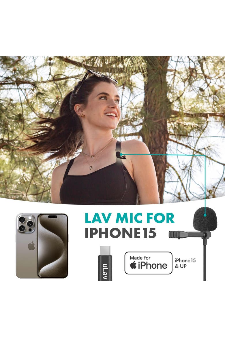 uLav-L-Duo Digital Dual iPhone 15/16 Lavalier Omnidirectional Clip on Microphone, Alternate, color, Black