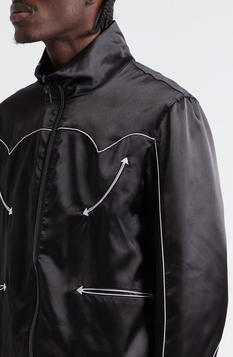 Balmain Reversible Satin Bomber Jacket, Alternate, color,