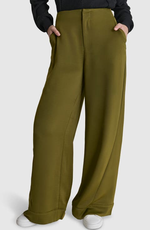DKNY Women's Polished High Waist Wide Leg Trousers | eBay