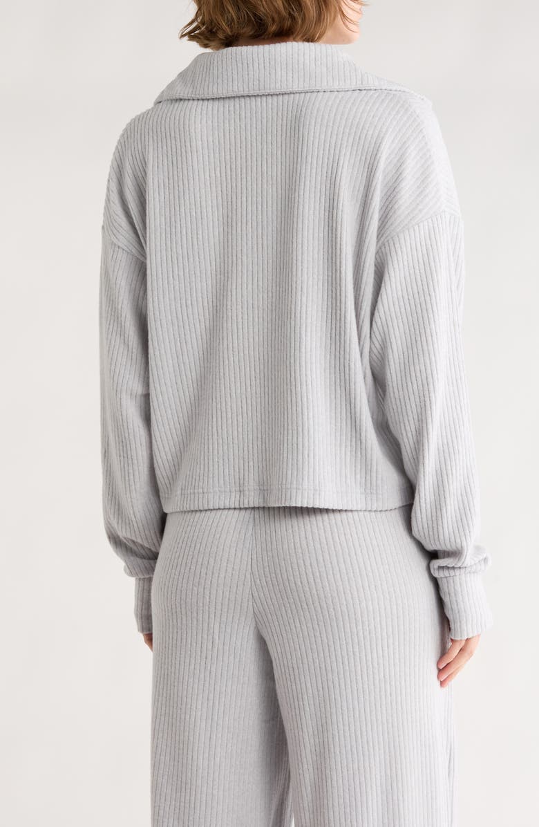 90 DEGREE BY REFLEX Brooklyn Rebel Rib Knit Half Zip Sweatshirt, Alternate, color, Heather Grey