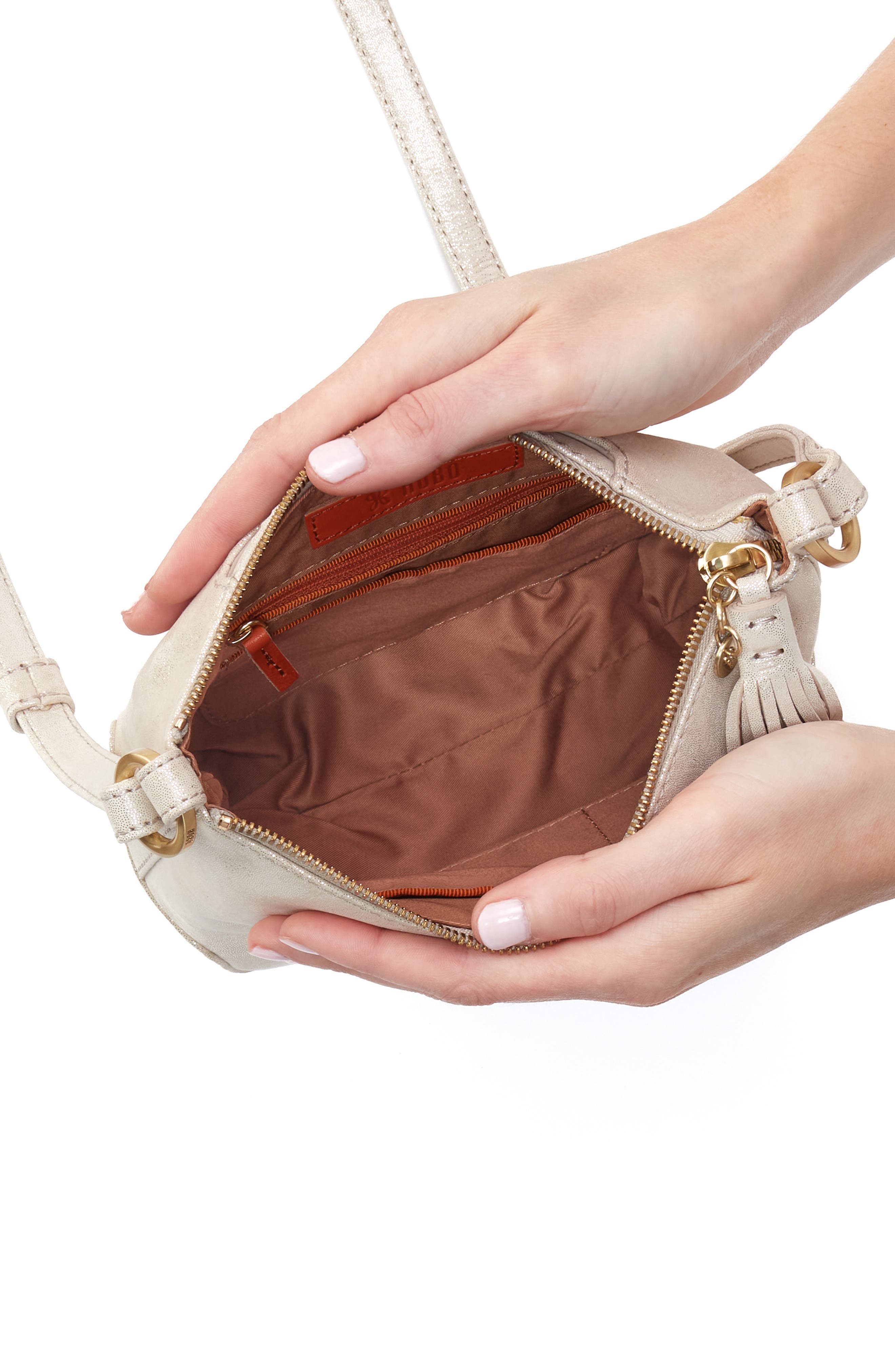 Lexi Leather Crossbody Bag, Alternate, color, SAND SHIMMER
