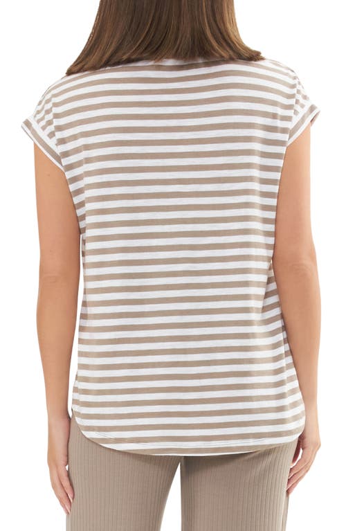 Ripe Maternity Lionel Stripe Nursing/maternity T-shirt In Neutral