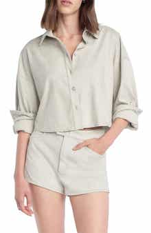 The Ex-Boyfriend Faux Suede Crop Button-Up Shirt