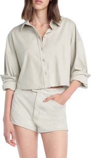 Favorite Daughter The Ex-Boyfriend Faux Suede Crop Button-Up Shirt
