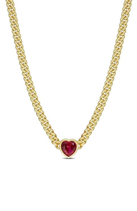 Heart Cut Red Cubic Zirconia Necklace