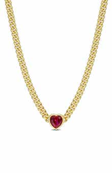 DELMAR Heart Cut Red Cubic Zirconia Necklace